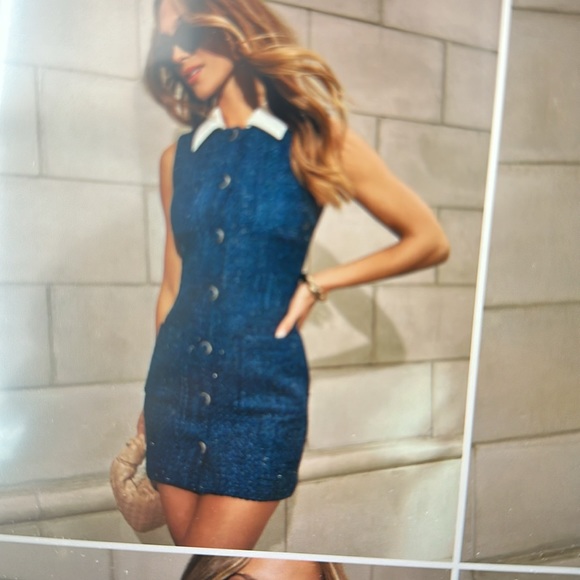 Prim elegance collared Tweed mini dress - Picture 3 of 6